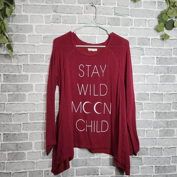 Size L Flowy Moon Child Graphic Top Casual Long Sleeve Knit Top - Picture 1 of 3